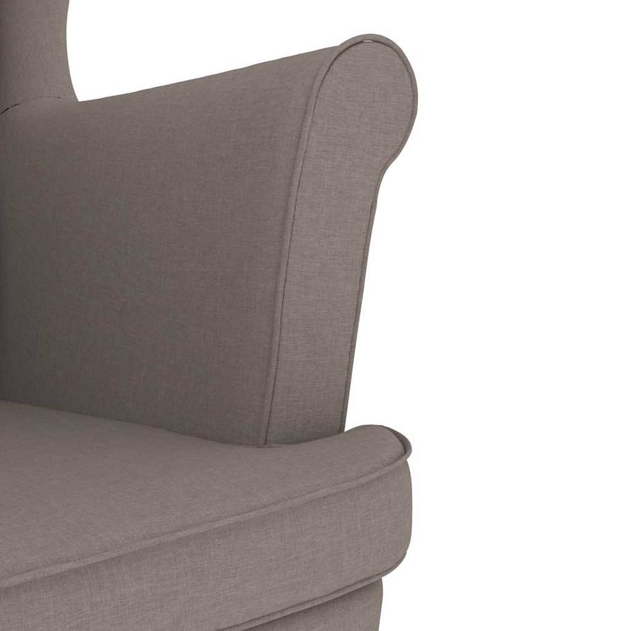 Fauteuil met voetenbankje stof taupe