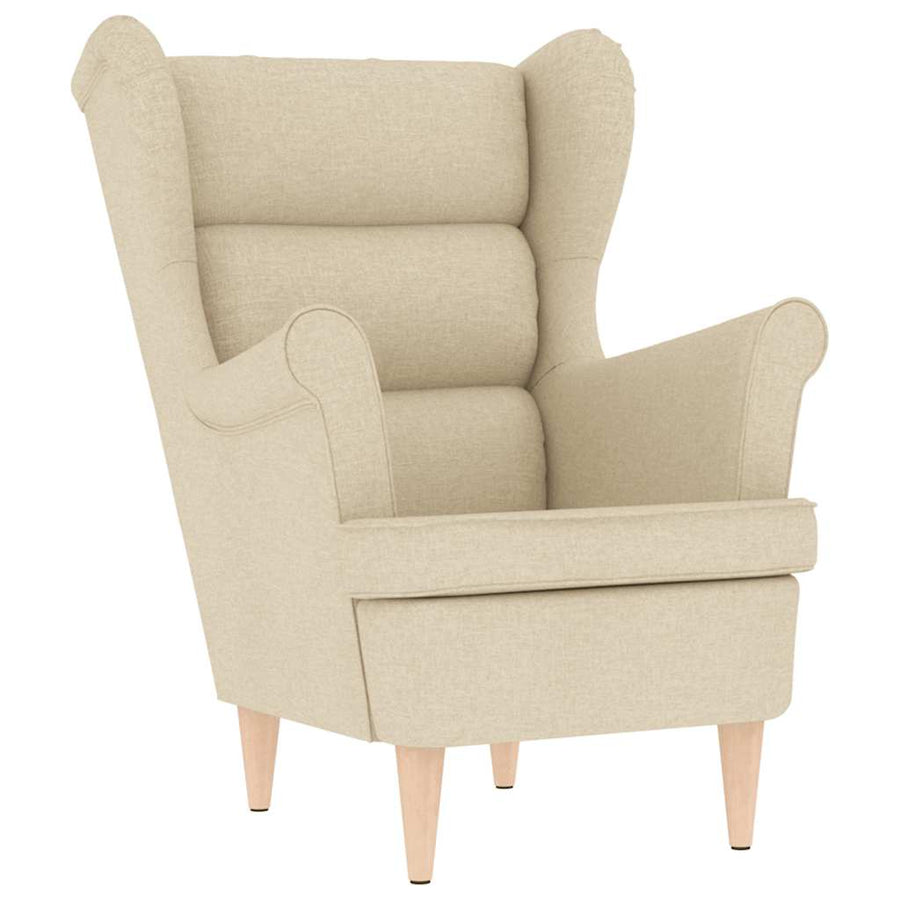 Fauteuil met voetenbankje stof crèmekleurig
