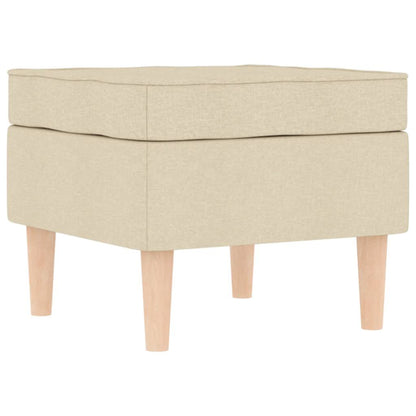 Fauteuil met voetenbankje stof crèmekleurig