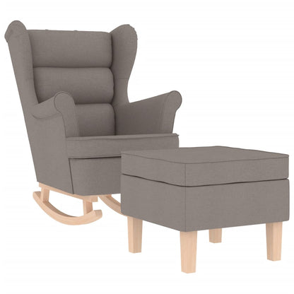 Schommelstoel met voetenbank stof taupe