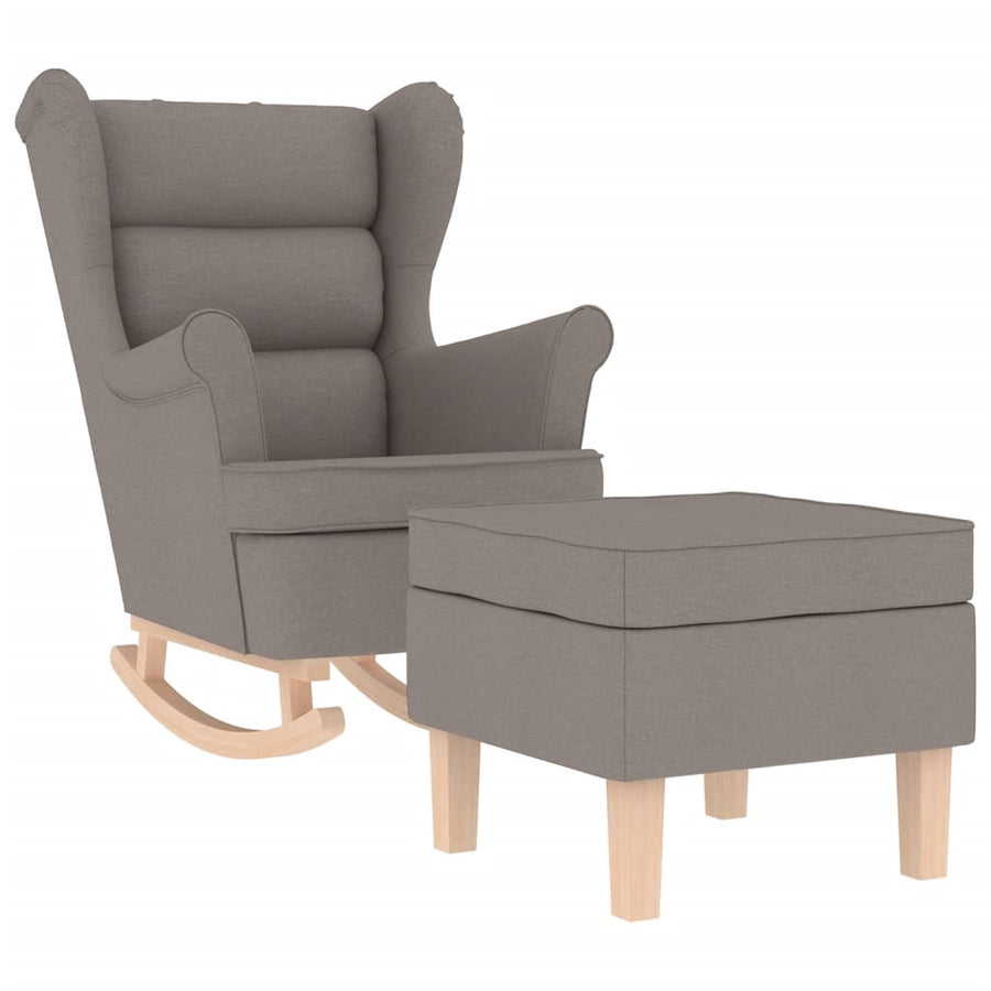 Schommelstoel met voetenbank stof taupe