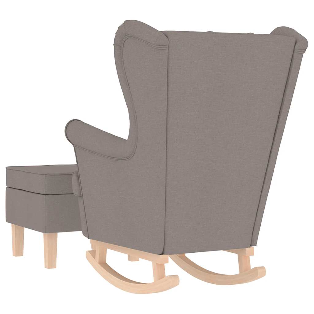 Schommelstoel met voetenbank stof taupe