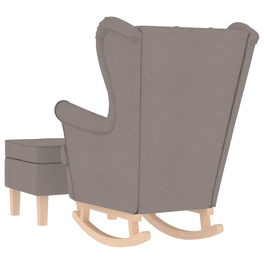 Schommelstoel met voetenbank stof taupe