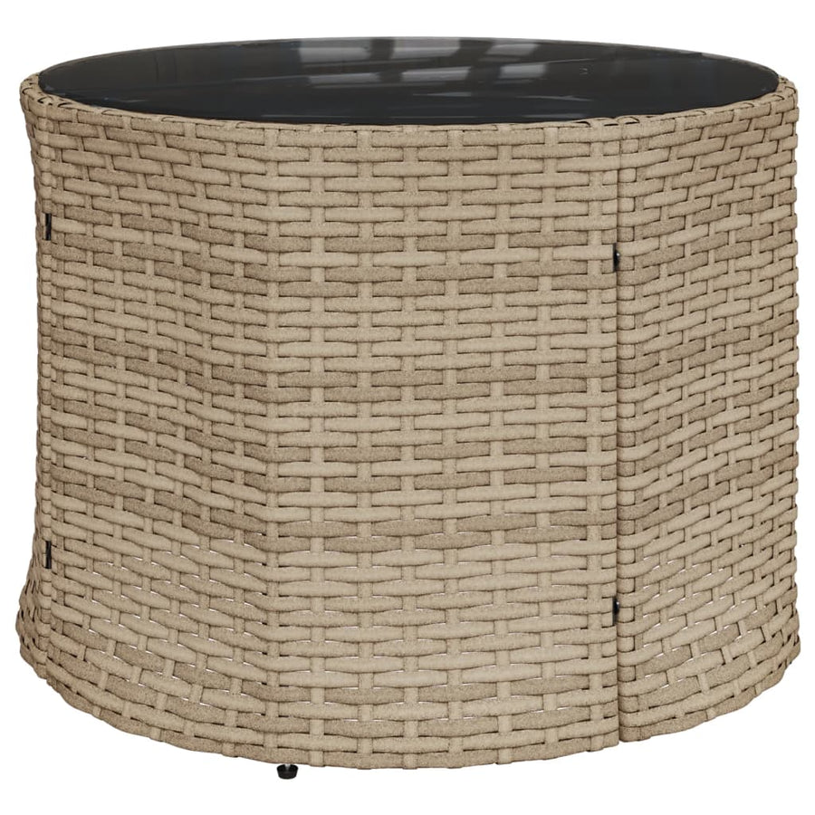Tuinbank met tafel en kussens halfrond poly rattan beige