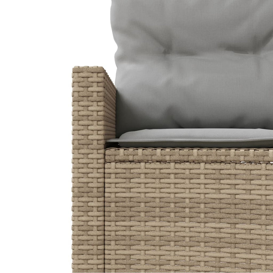 Tuinbank met tafel en kussens halfrond poly rattan beige