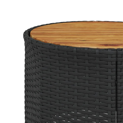 Tuinbank met tafel en kussens halfrond poly rattan zwart