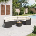 Tuinset halfrond poly rattan zwart met tafel en kussens