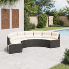 Garden bench with cushions half-round poly rattan black