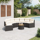 Tuinbank halfrond poly rattan zwart met tafel en kussens