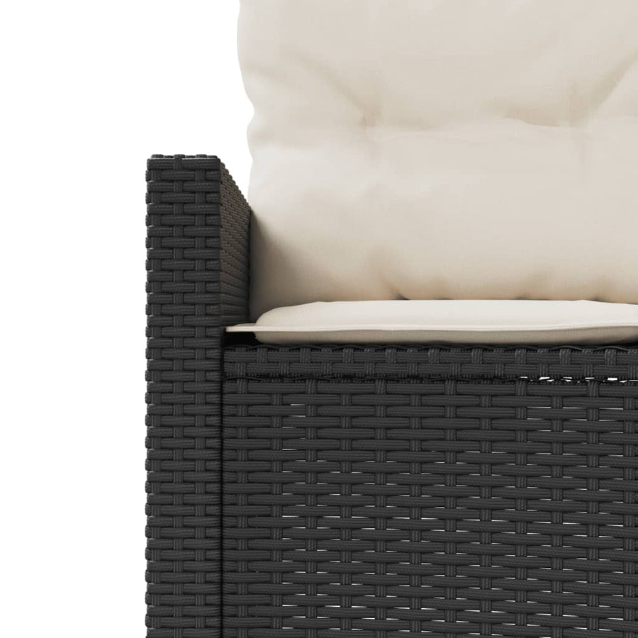 Tuinbank met kussens rond poly rattan zwart