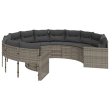 Tuinbank met kussens rond poly rattan grijs