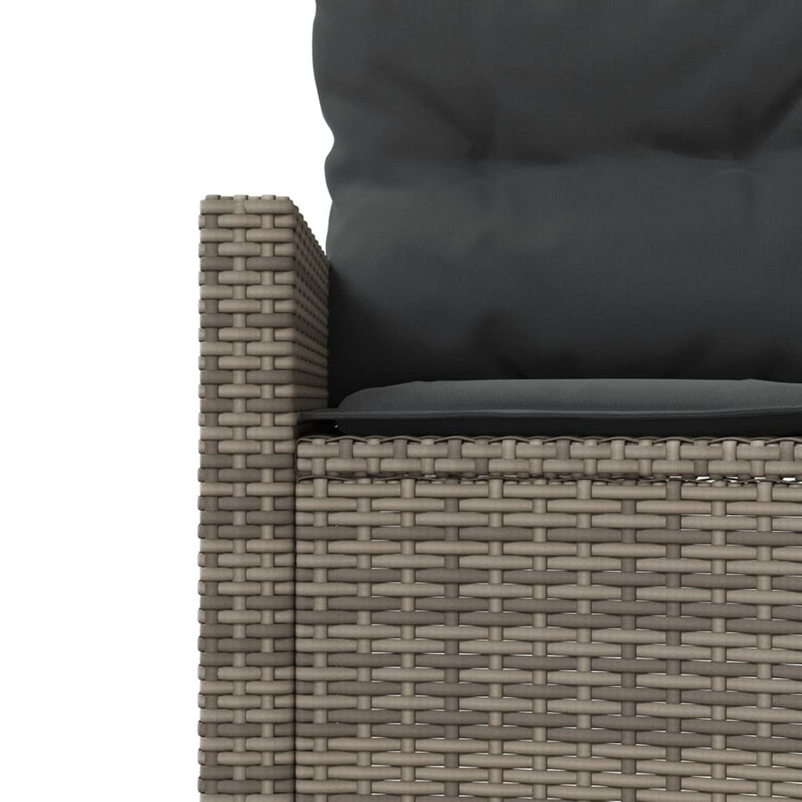 Tuinbank met kussens rond poly rattan grijs