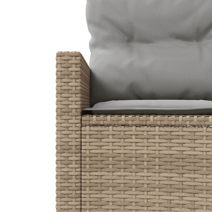 Tuinbank met kussens rond poly rattan beige