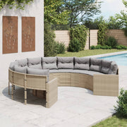 Ronde tuinbank poly rattan beige 287 cm