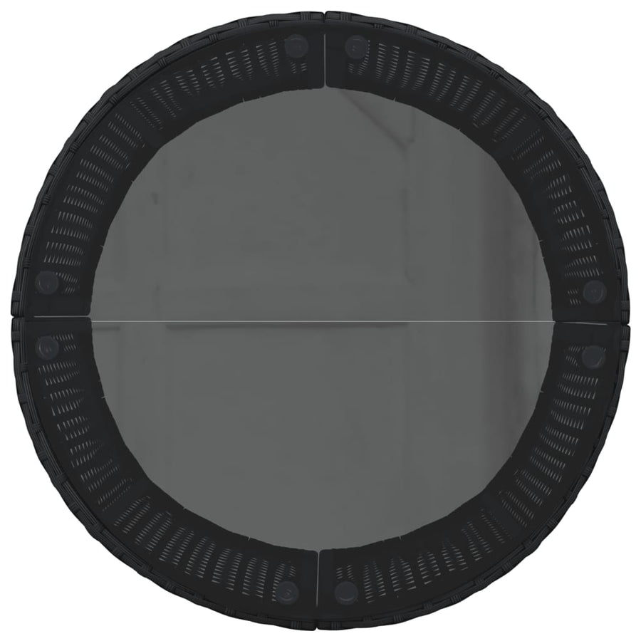 Tuinbank met tafel en kussens rond poly rattan zwart