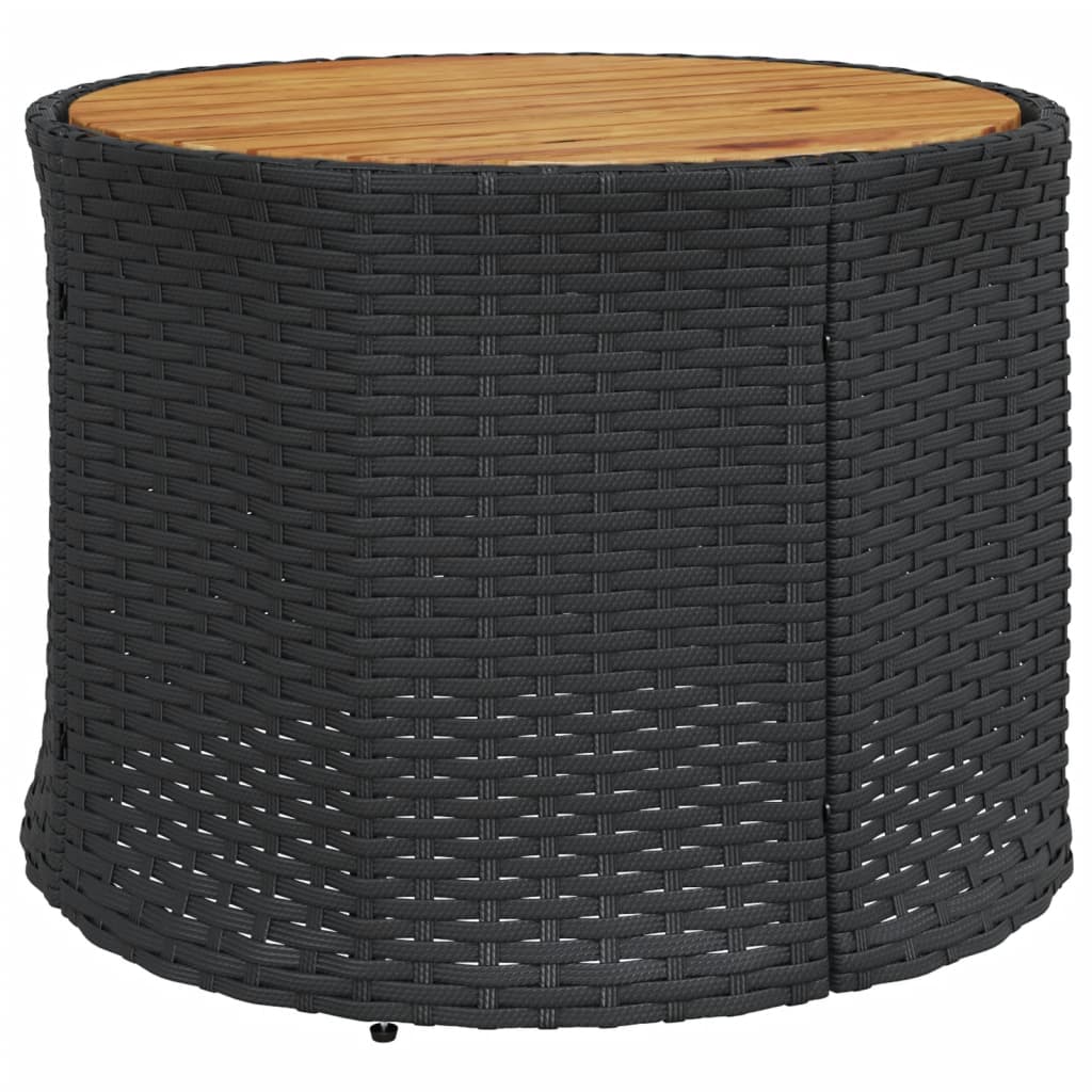 Tuinbank met tafel en kussens rond poly rattan zwart
