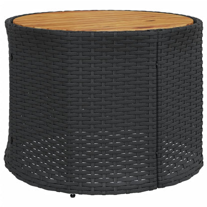 Tuinbank met tafel en kussens rond poly rattan zwart