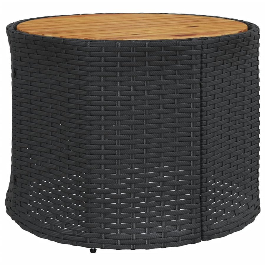 Tuinbank met tafel en kussens rond poly rattan zwart