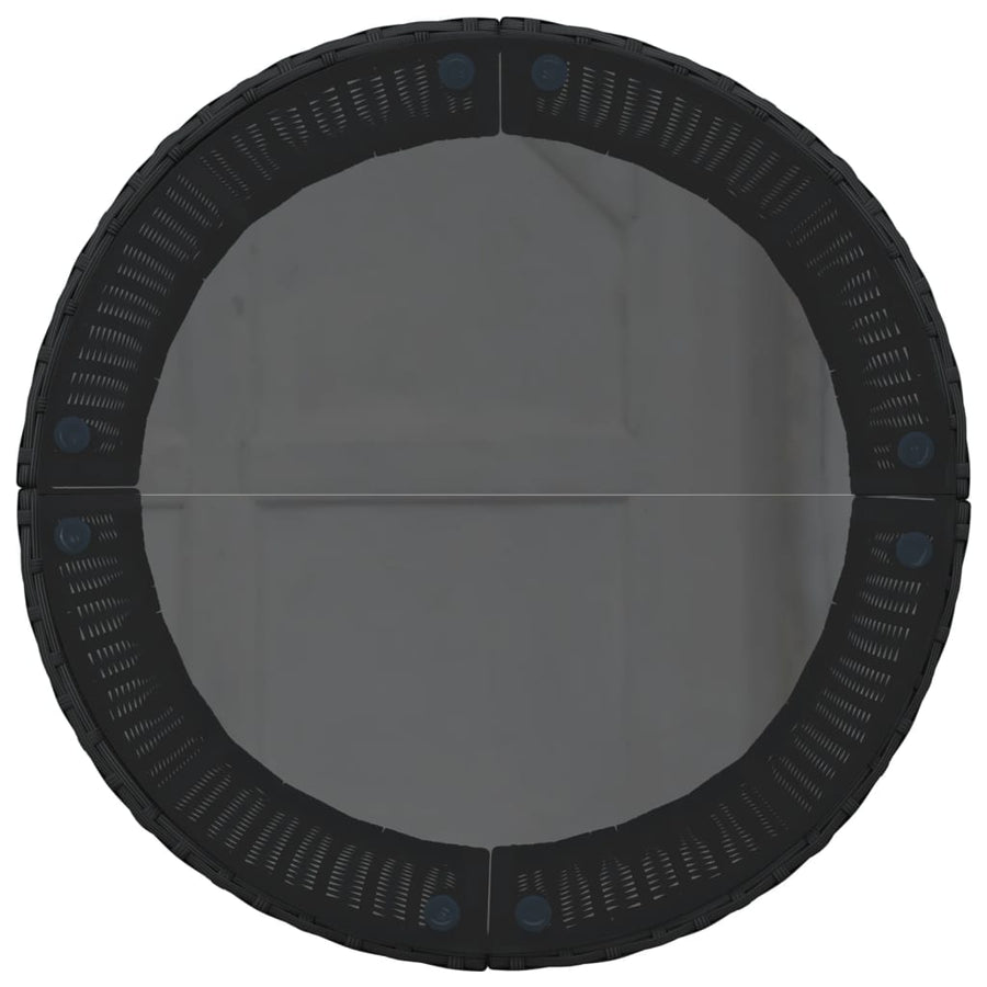 Tuinbank met tafel en kussens rond poly rattan zwart