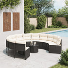 Tuinbank met tafel en kussens poly rattan zwart 287x70 cm