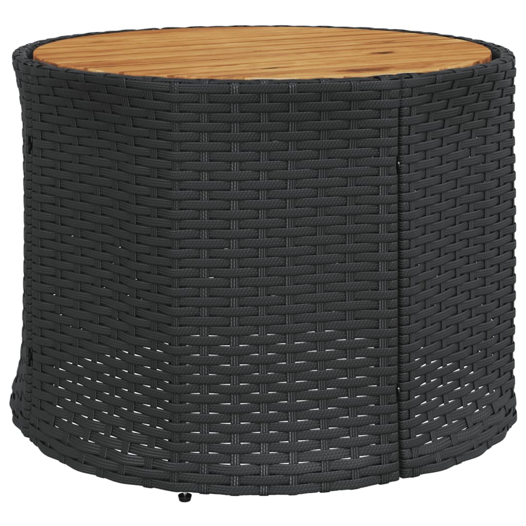 Tuinbank met tafel en kussens rond poly rattan zwart