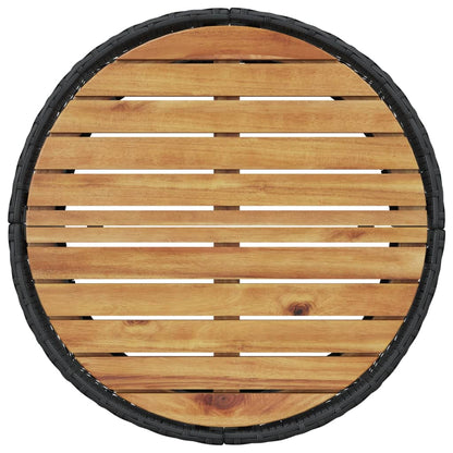 Tuinbank met tafel en kussens rond poly rattan zwart