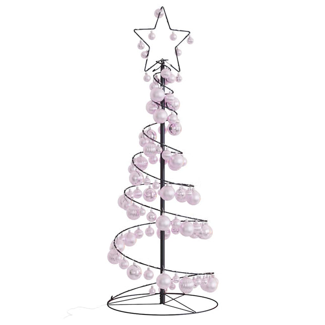 Kerstboom lichtkegel met kerstballen 80 LED's warmwitte 120 cm