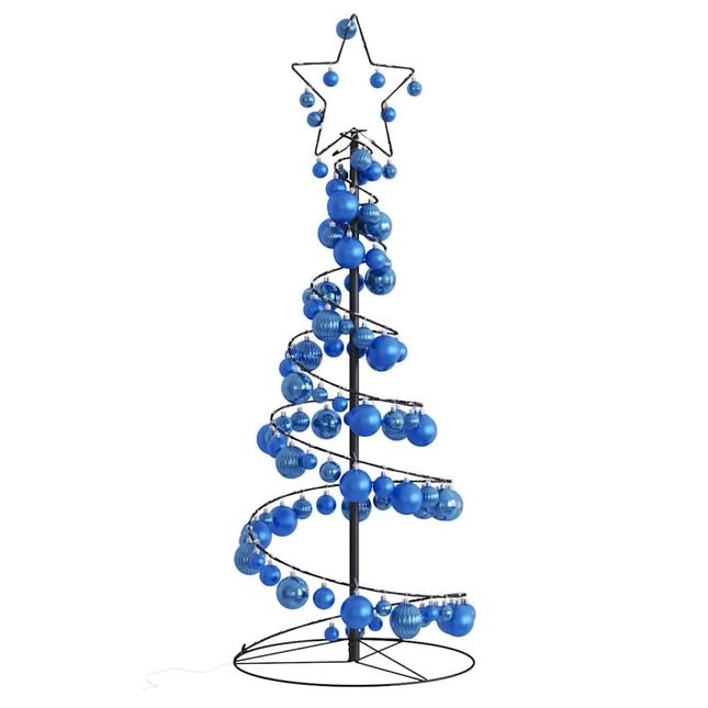 Kerstboom lichtkegel met kerstballen 80 LED's warmwitte 120 cm