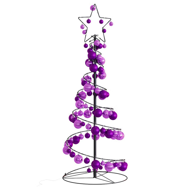 Kerstboom lichtkegel met kerstballen 80 LED's warmwitte 120 cm