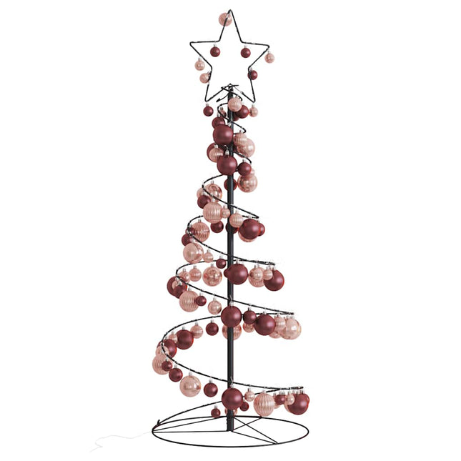 Kerstboom lichtkegel met kerstballen 80 LED's warmwitte 120 cm