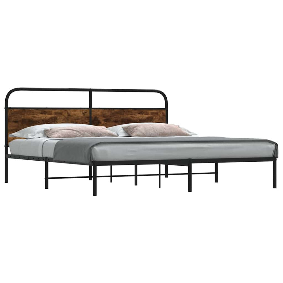 Bedframe zonder matras metaal gerookt eikenkleurig 183x213 cm