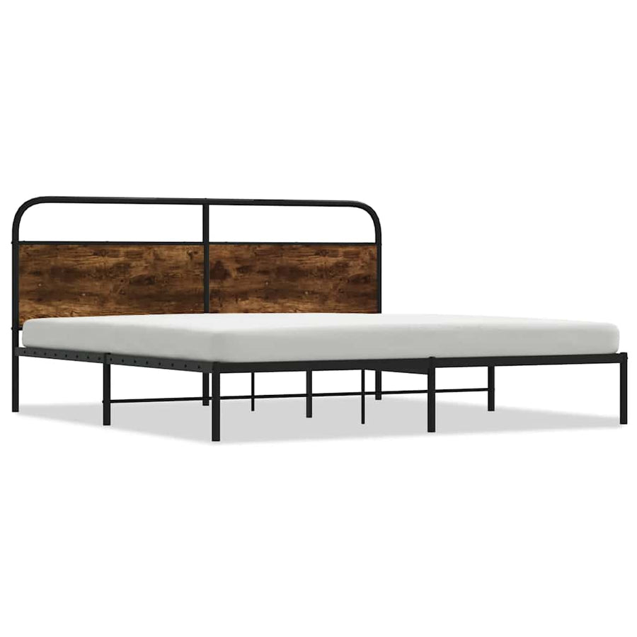 Bedframe zonder matras metaal gerookt eikenkleurig 200x200 cm