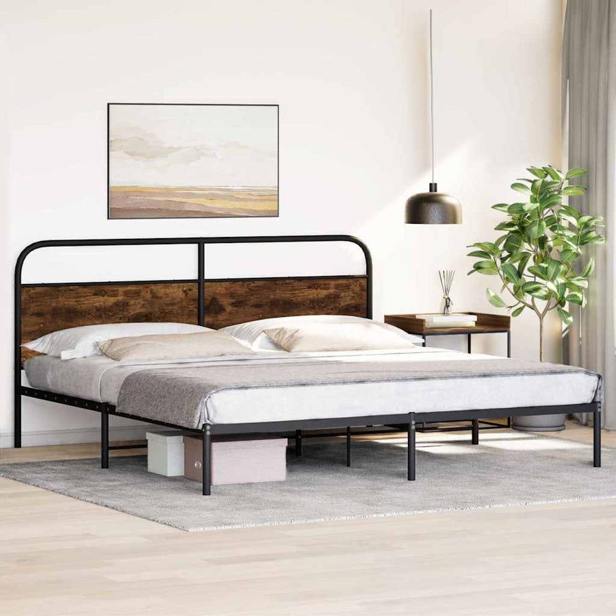Bedframe zonder matras metaal gerookt eikenkleurig 200x200 cm