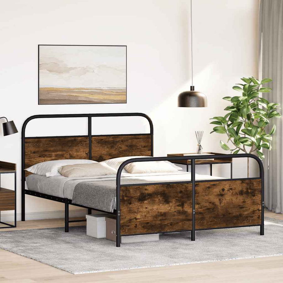 Bedframe zonder matras metaal gerookt eikenkleurig 140x190 cm