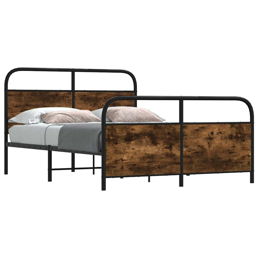 Bedframe zonder matras metaal gerookt eikenkleurig 140x190 cm