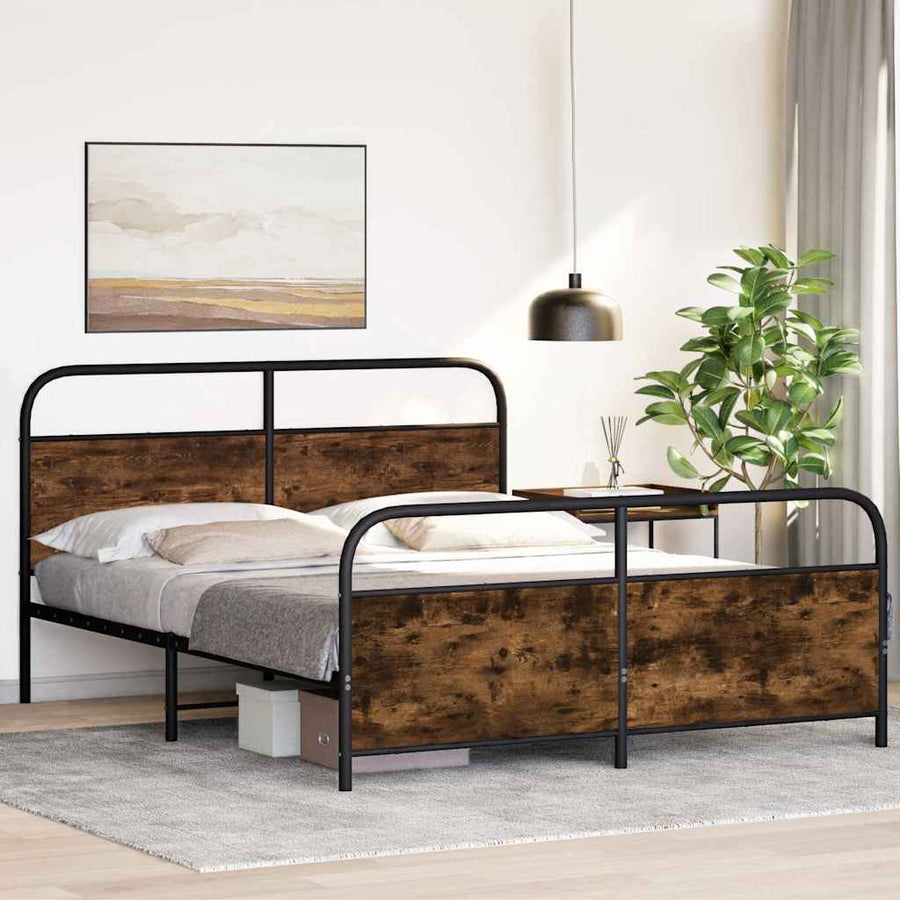 Bedframe zonder matras metaal gerookt eikenkleurig 150x200 cm