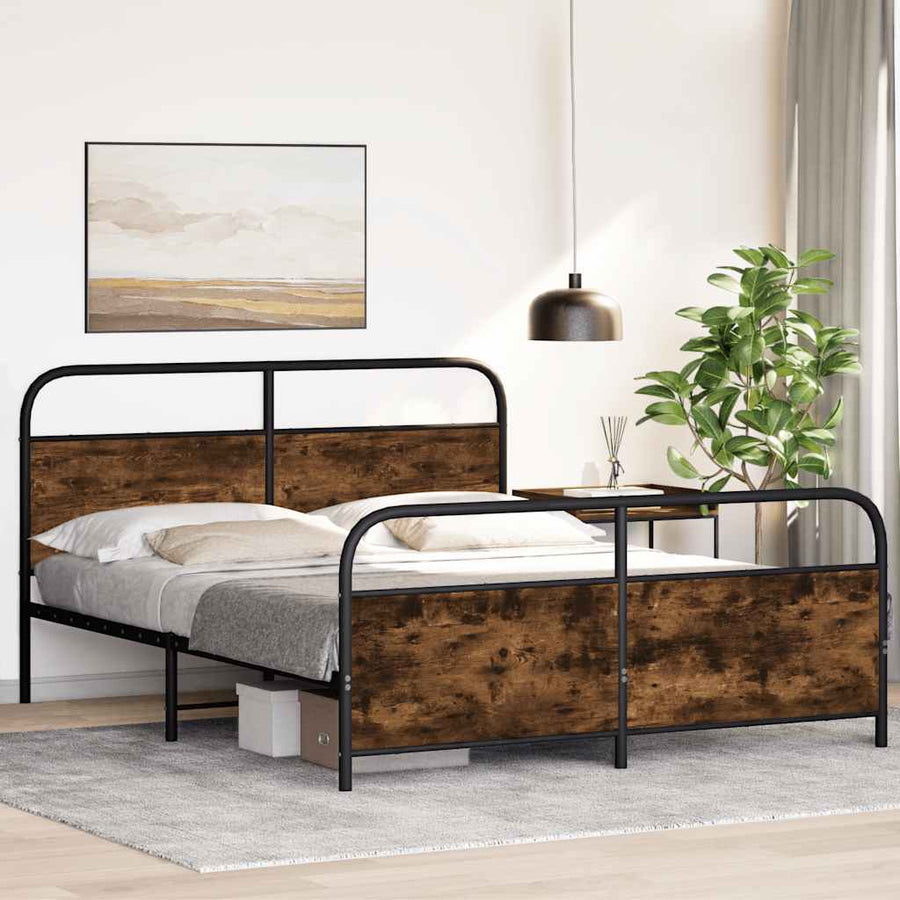 Bedframe zonder matras metaal gerookt eikenkleurig 160x200 cm
