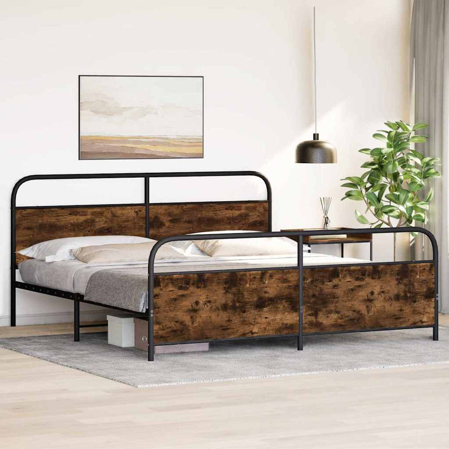 Bedframe zonder matras metaal gerookt eikenkleurig 180x200 cm