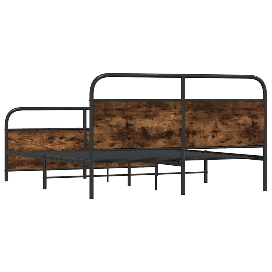 Bedframe zonder matras metaal gerookt eikenkleurig 193x203 cm