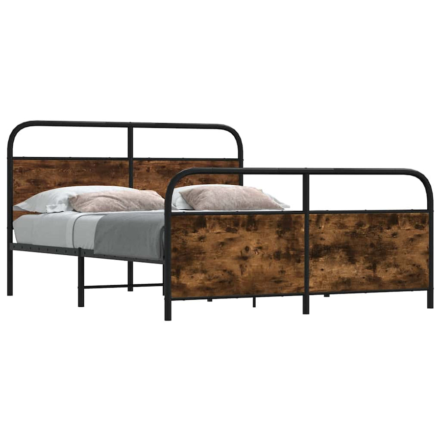 Bedframe zonder matras metaal gerookt eikenkleurig 193x203 cm