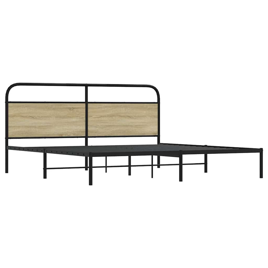 Bedframe zonder matras metaal sonoma eikenkleur 200x200 cm