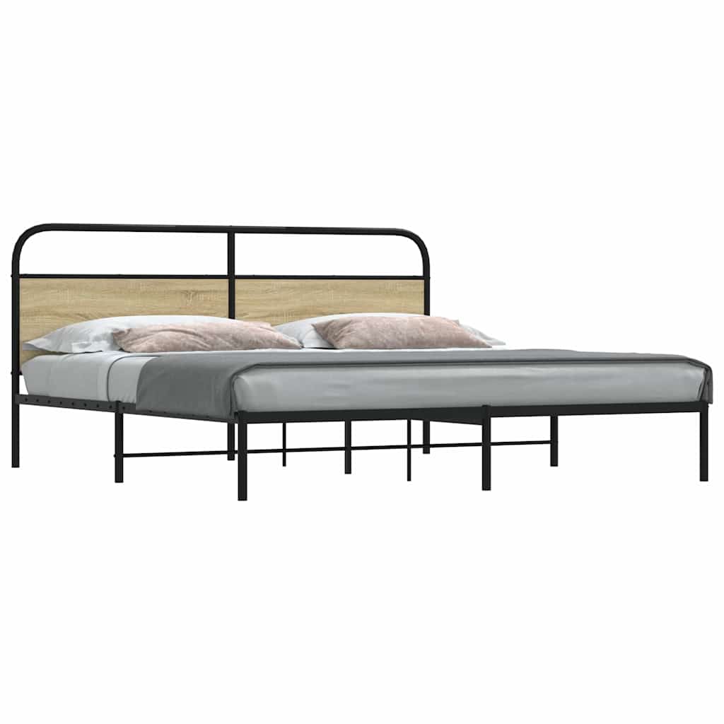 Bedframe zonder matras metaal sonoma eikenkleur 200x200 cm