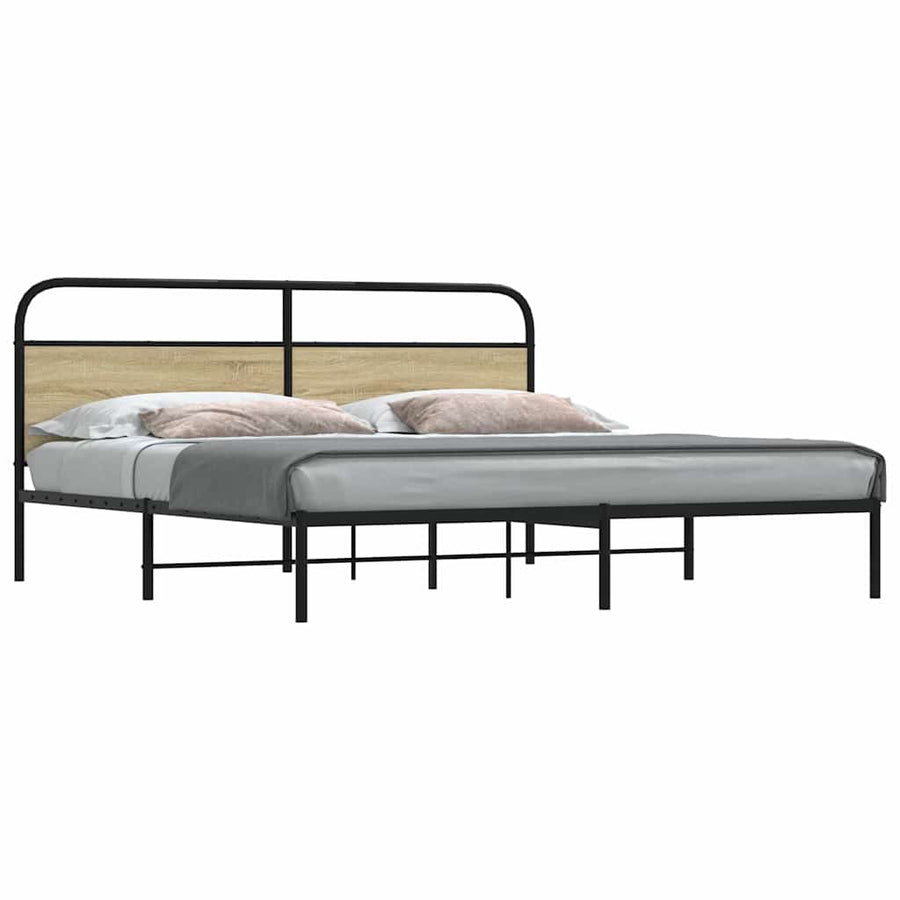 Bedframe zonder matras metaal sonoma eikenkleur 200x200 cm