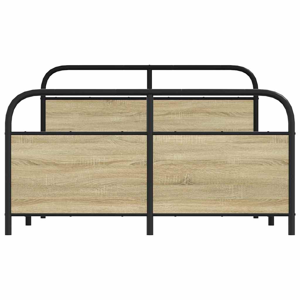 Bedframe zonder matras metaal sonoma eikenkleurig 137x190 cm
