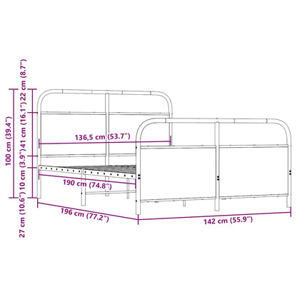 Bedframe zonder matras metaal sonoma eikenkleurig 137x190 cm