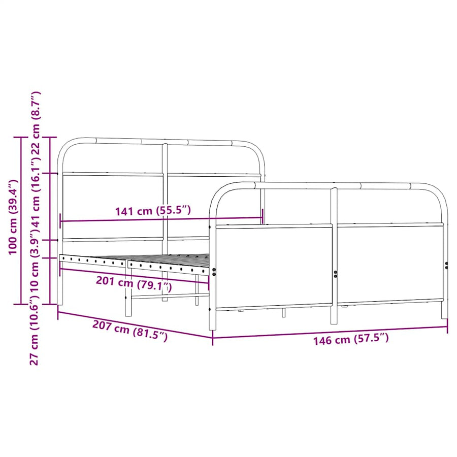 Bedframe zonder matras metaal sonoma eikenkleurig 140x200 cm