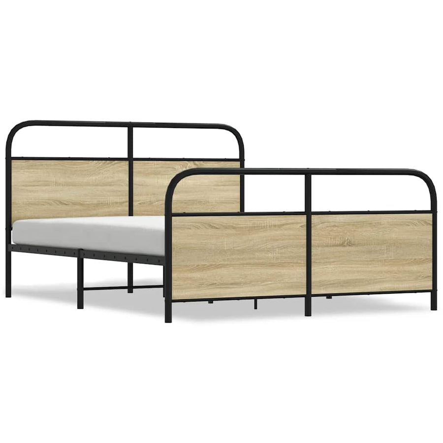 Bedframe zonder matras metaal sonoma eikenkleurig 150x200 cm