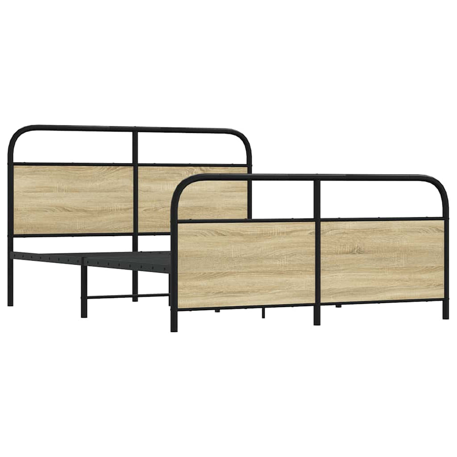 Bedframe zonder matras metaal sonoma eikenkleurig 150x200 cm