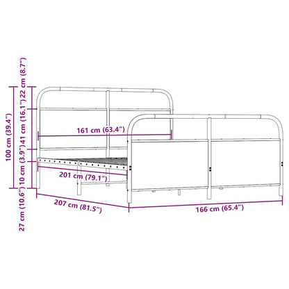 Bedframe zonder matras metaal sonoma eikenkleurig 160x200 cm