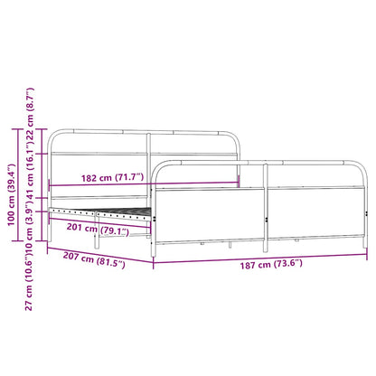 Bedframe zonder matras metaal sonoma eikenkleurig 180x200 cm